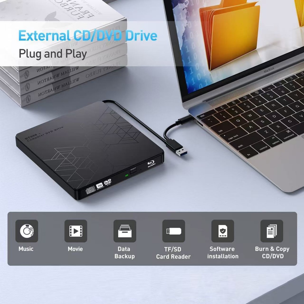 5-in-1 External Blu-ray Drive， - Blu Ray Disc Player ulasan dan harga