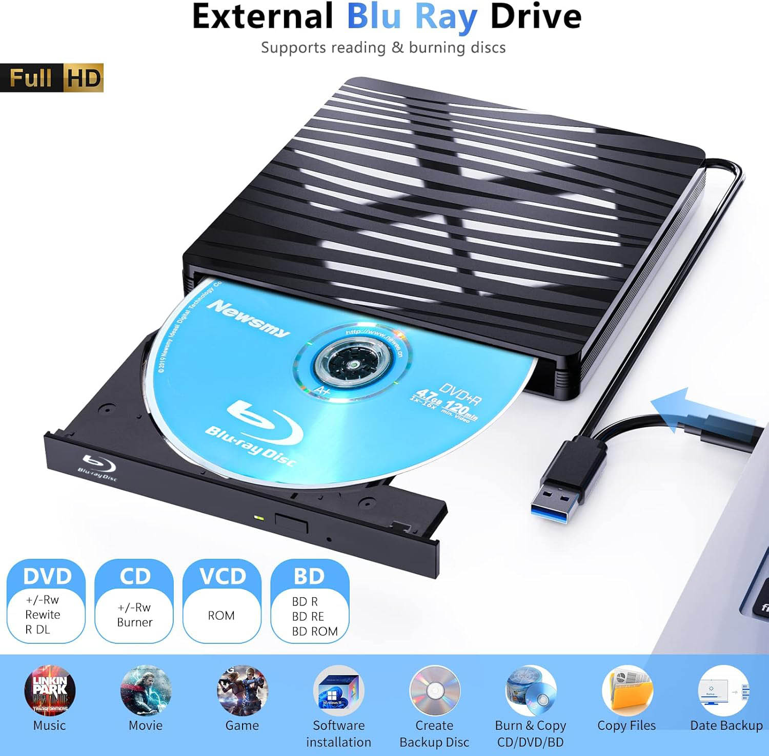 USB3.0 External Blu-ray Optica - Blu Ray Disc Player ulasan dan harga